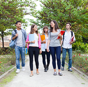 Students walking outside