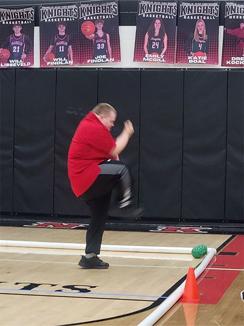 Bocce player celebrating on the court