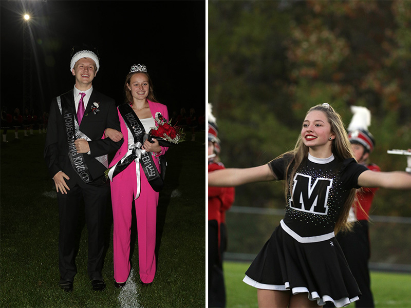 Homecoming court couple and cheerleader