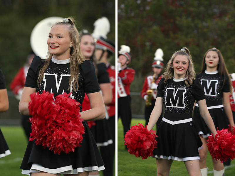 Cheerleaders on the football field
