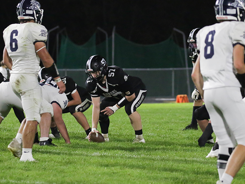 Football players on the field during the game