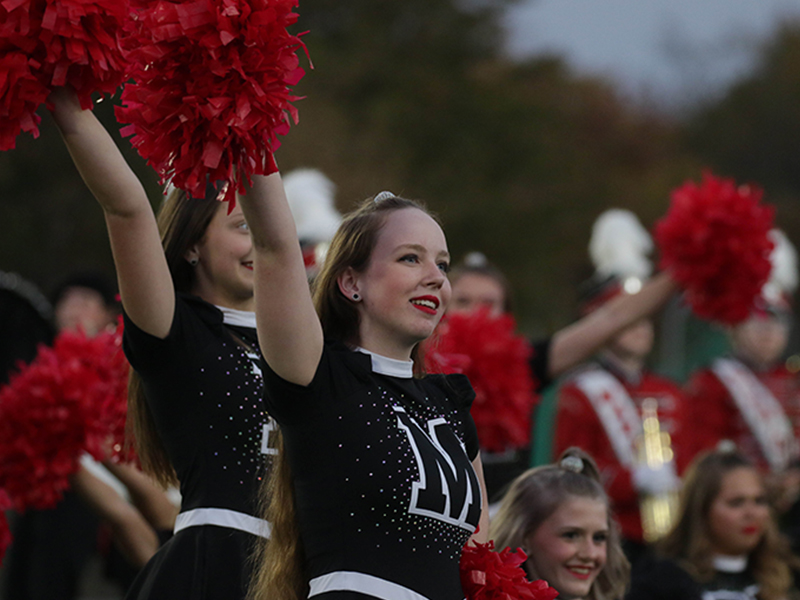 Cheerleaders performing on the field