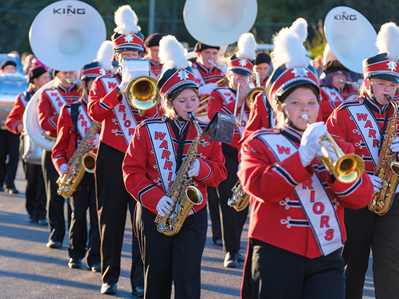 Band members marking with instruments
